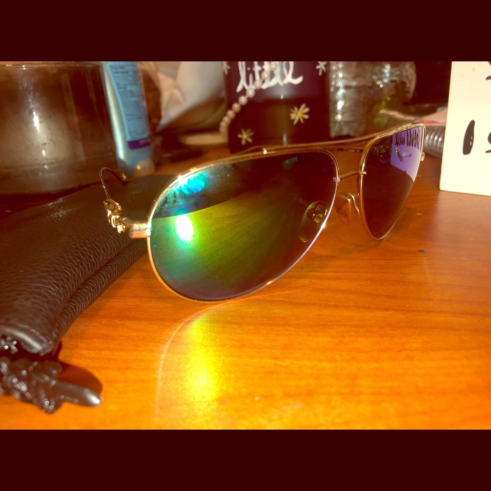 Chrome Hearts Aviator Sunglasses. Gold Plated Gem